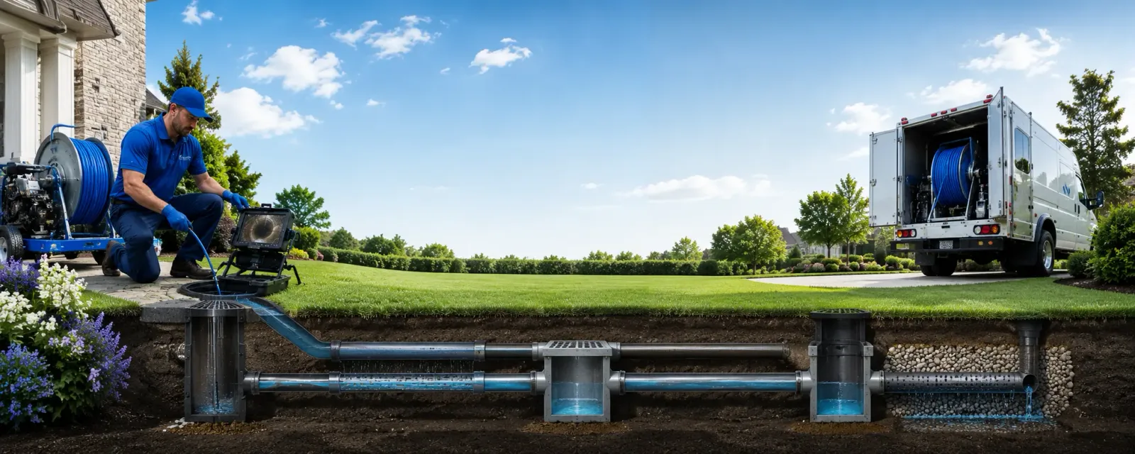 Outdoor drain cleaning information for New Burnside, IL